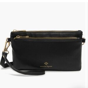 Nanette Lepore Classic Black Pebbled Crossbody Bag With Gold Accents - NWOT